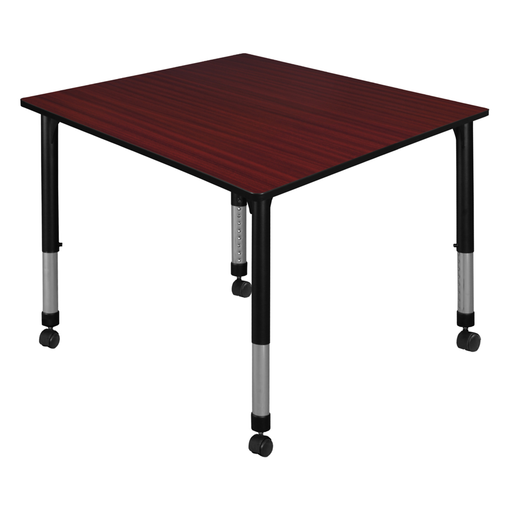 Regency Kee Height Adjustable Mobile Classroom Activity Table — 48in. Square, Mahogany/Grey, Model# TB4848MHAPCBK